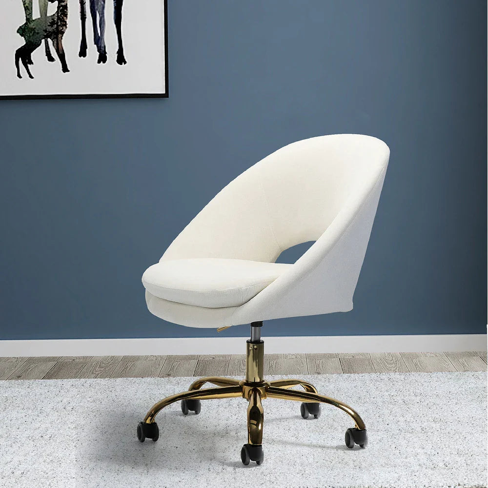 Savas Height Adjustable Swivel Velvet Task Chair with Gold Base