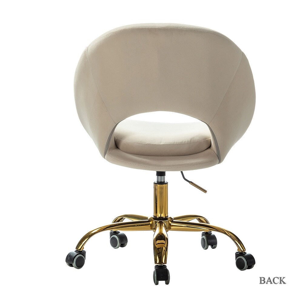 Savas Height Adjustable Swivel Velvet Task Chair with Gold Base