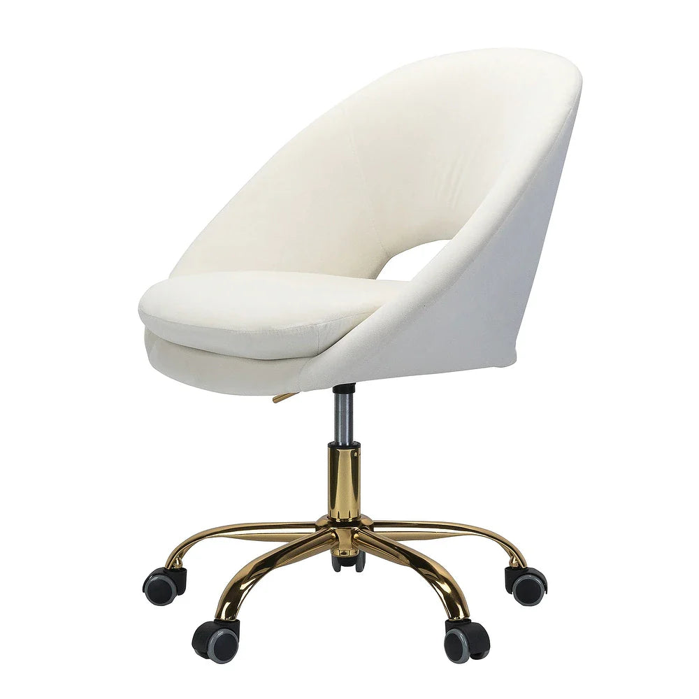 Savas Height Adjustable Swivel Velvet Task Chair with Gold Base