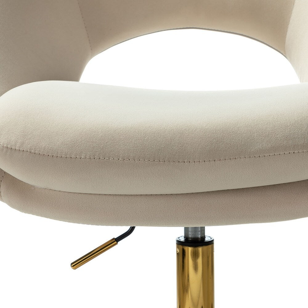 Savas Height Adjustable Swivel Velvet Task Chair with Gold Base
