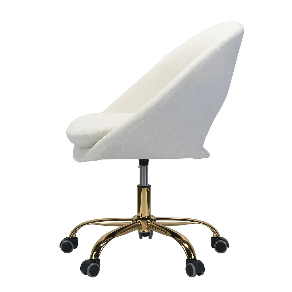 Savas Height Adjustable Swivel Velvet Task Chair with Gold Base