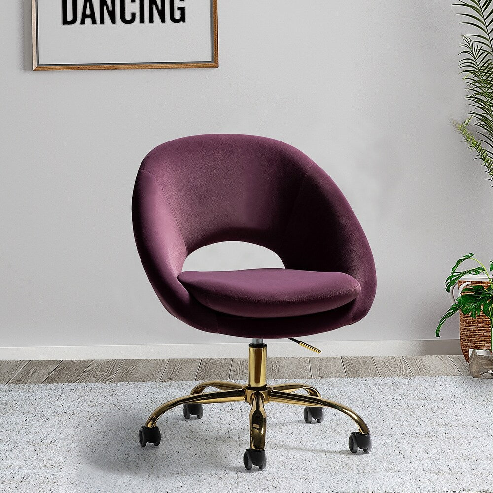 Savas Height Adjustable Swivel Velvet Task Chair with Gold Base