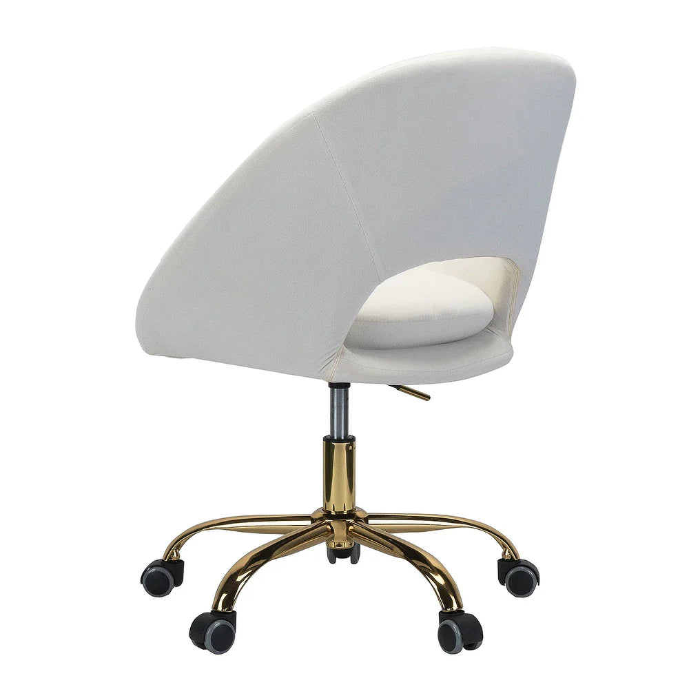 Savas Height Adjustable Swivel Velvet Task Chair with Gold Base