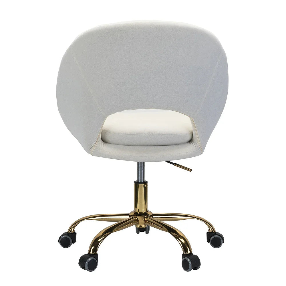 Savas Height Adjustable Swivel Velvet Task Chair with Gold Base