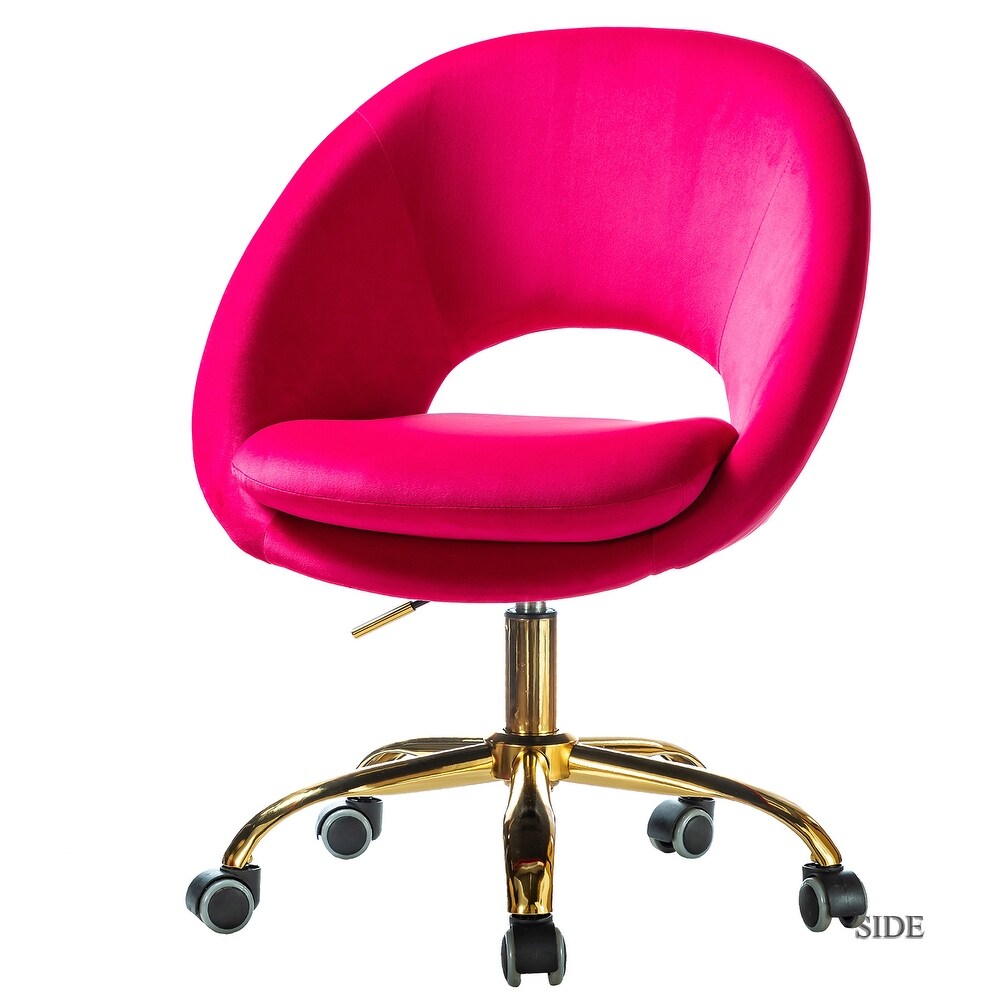 Savas Height Adjustable Swivel Velvet Task Chair with Gold Base