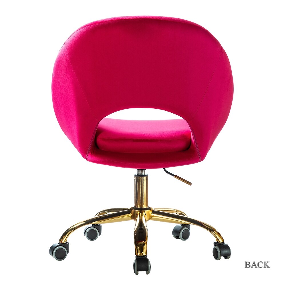 Savas Height Adjustable Swivel Velvet Task Chair with Gold Base