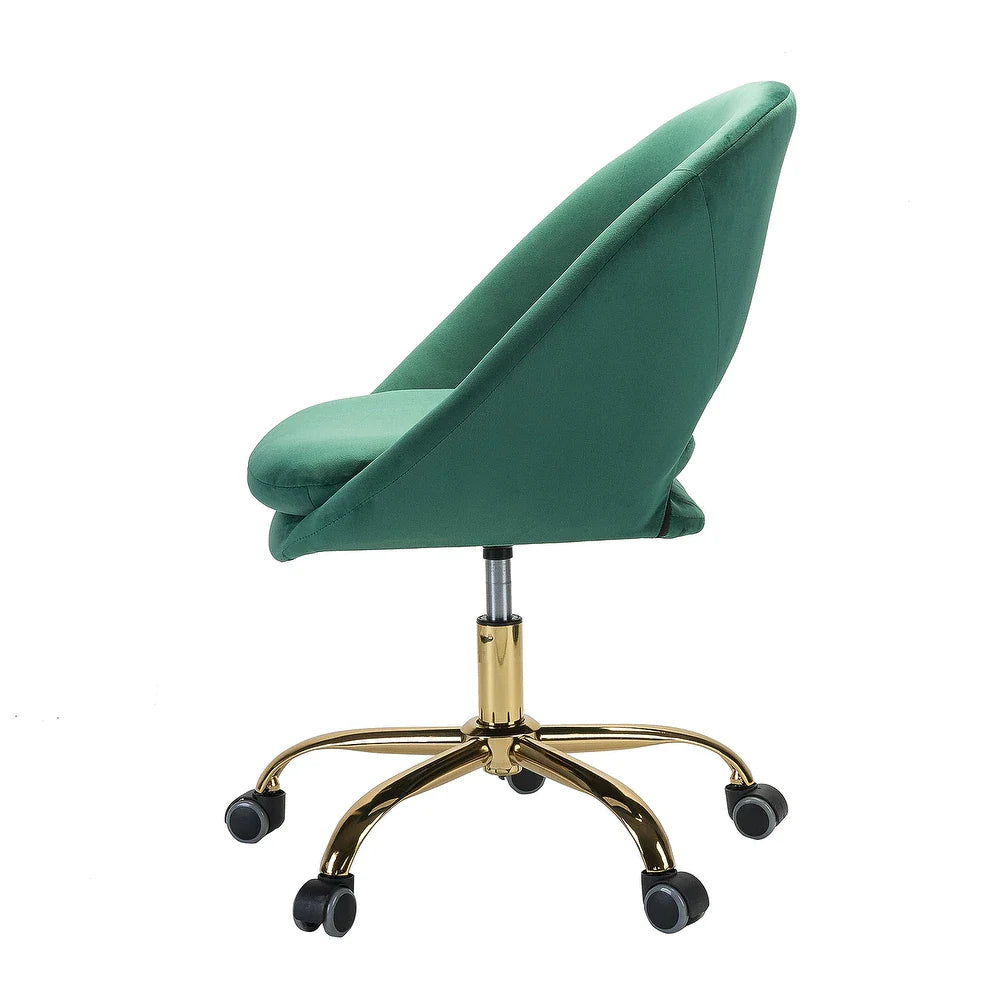 Savas Height Adjustable Swivel Velvet Task Chair with Gold Base