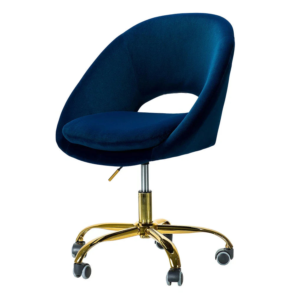 Savas Height Adjustable Swivel Velvet Task Chair with Gold Base