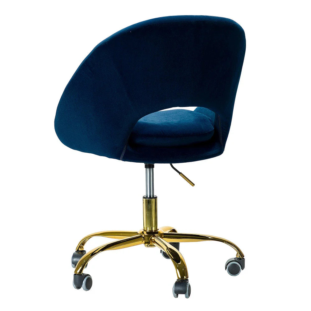 Savas Height Adjustable Swivel Velvet Task Chair with Gold Base