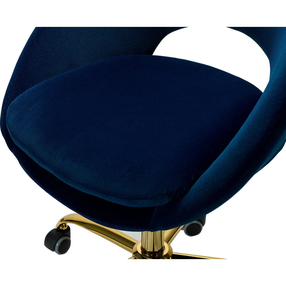 Savas Height Adjustable Swivel Velvet Task Chair with Gold Base