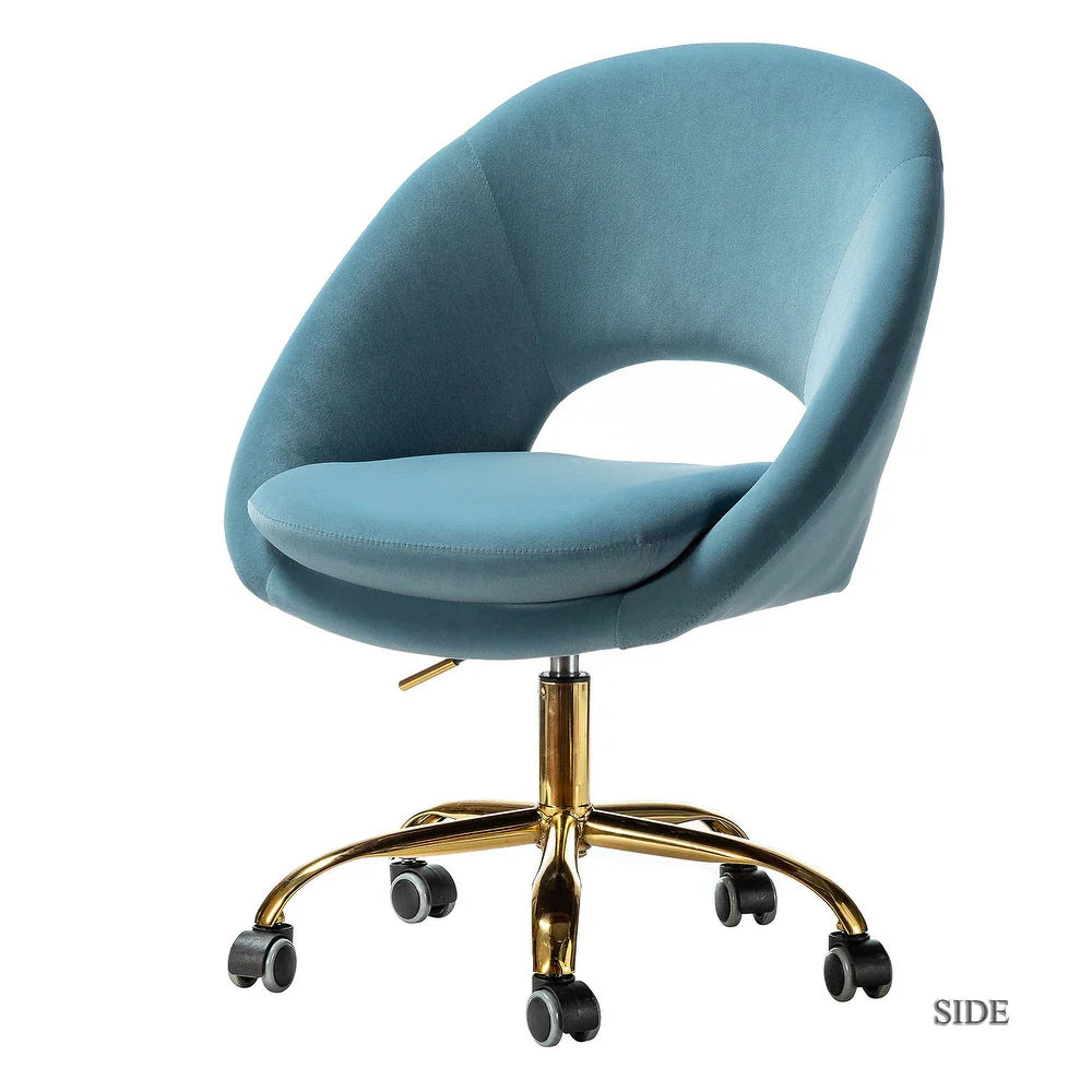 Savas Height Adjustable Swivel Velvet Task Chair with Gold Base