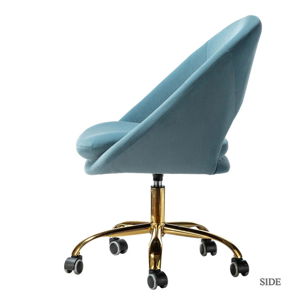 Savas Height Adjustable Swivel Velvet Task Chair with Gold Base