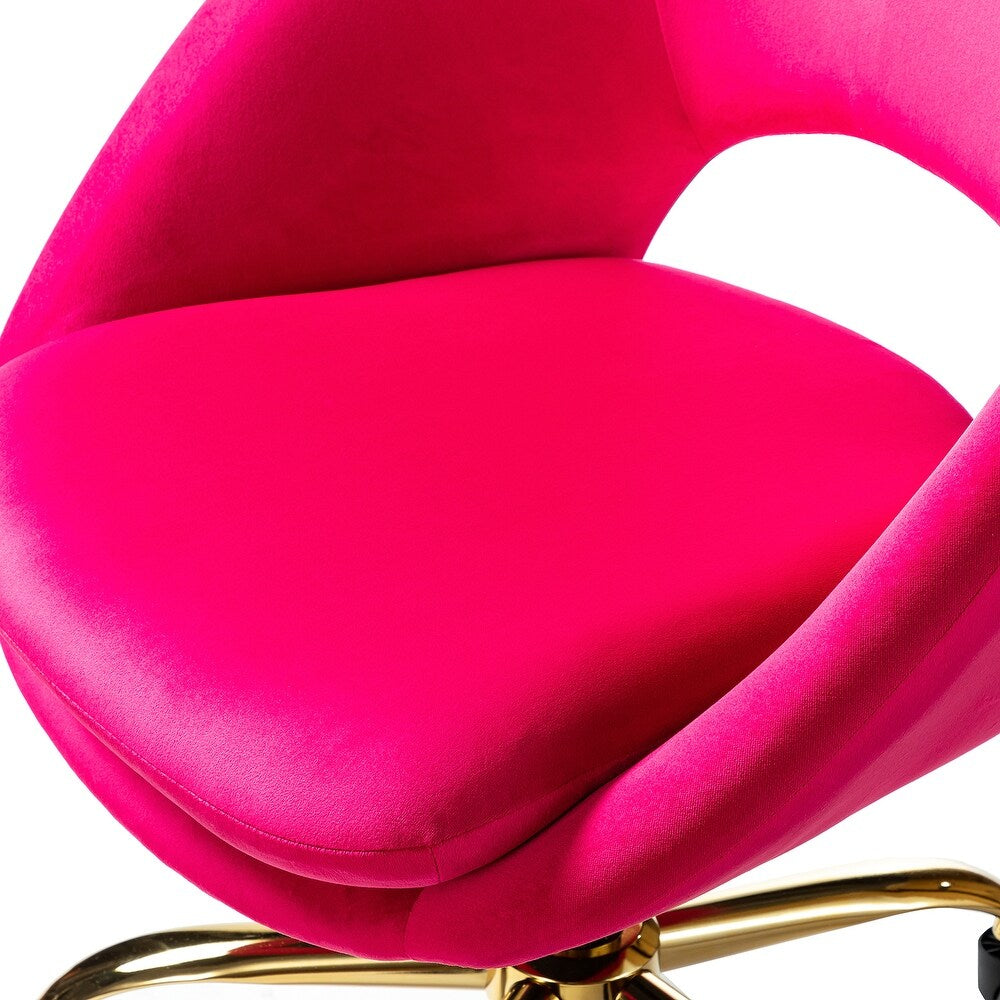 Savas Height Adjustable Swivel Velvet Task Chair with Gold Base