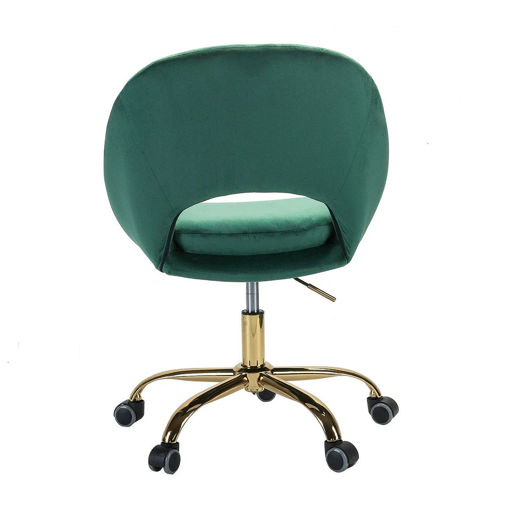 Savas Height Adjustable Swivel Velvet Task Chair with Gold Base