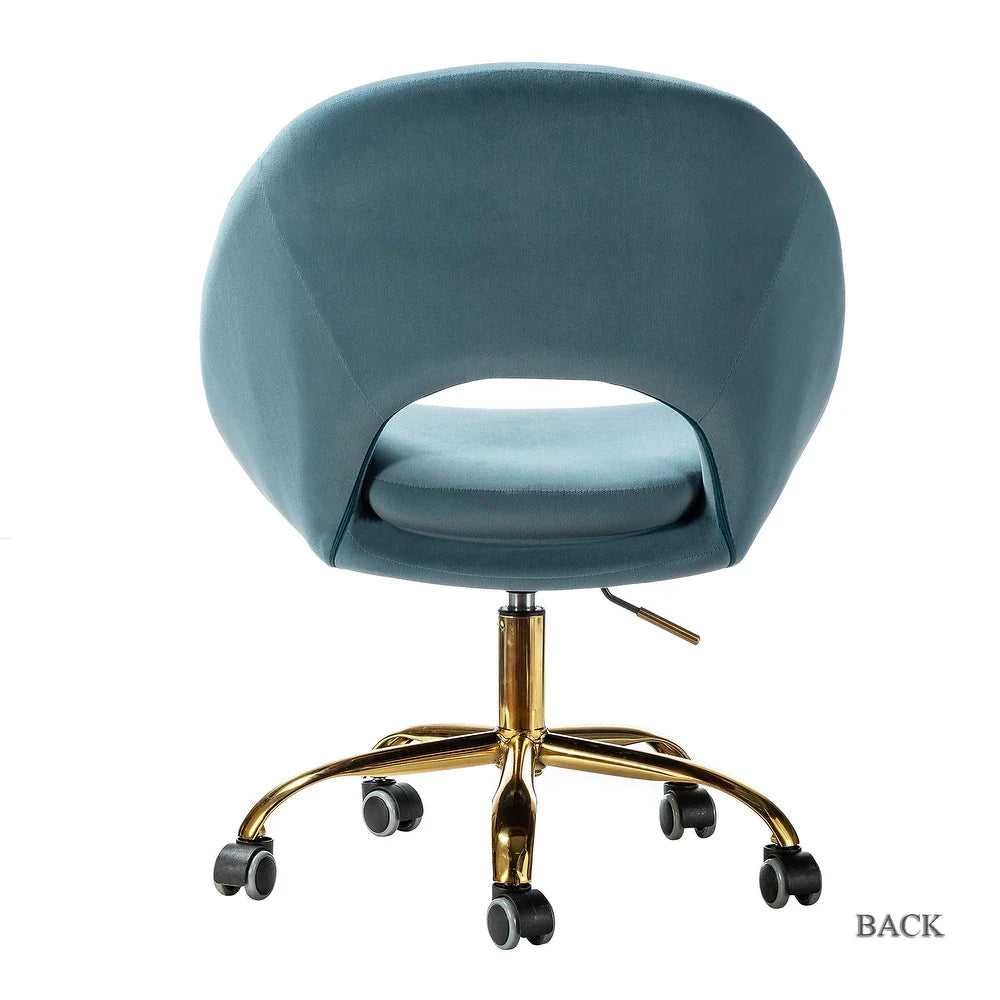 Savas Height Adjustable Swivel Velvet Task Chair with Gold Base