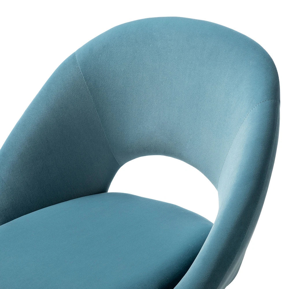 Savas Height Adjustable Swivel Velvet Task Chair with Gold Base