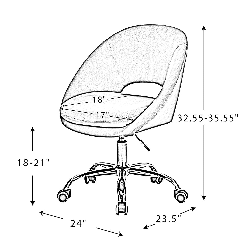 Savas Height Adjustable Swivel Velvet Task Chair with Gold Base