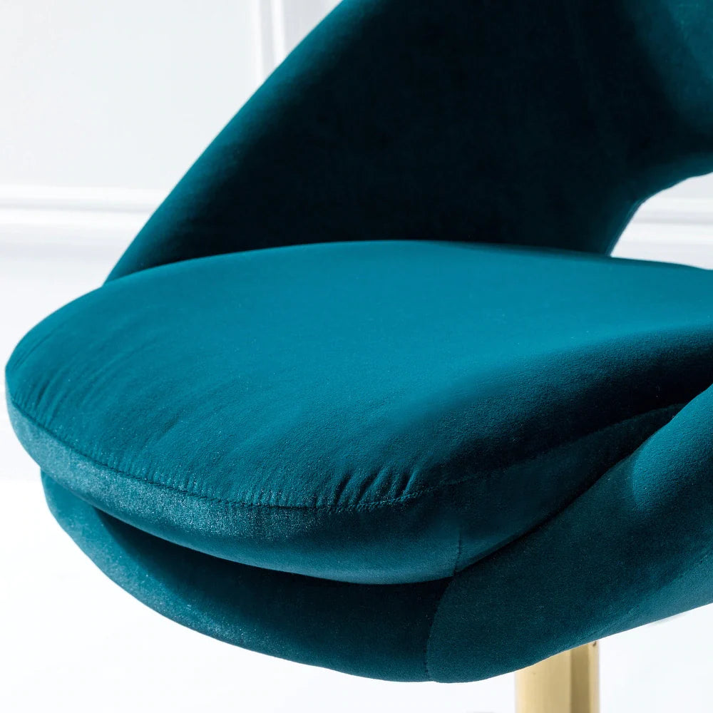 Savas Height Adjustable Swivel Velvet Task Chair with Gold Base