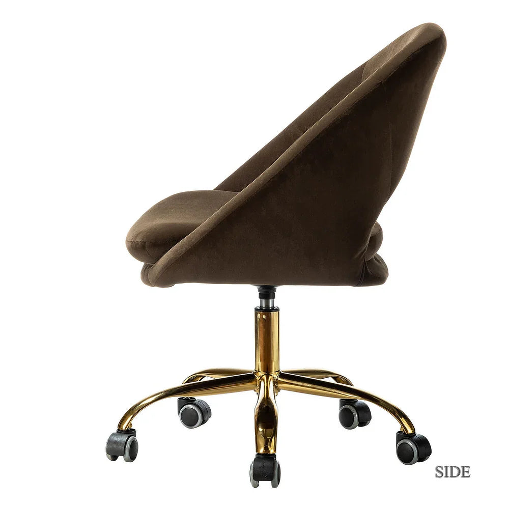 Savas Height Adjustable Swivel Velvet Task Chair with Gold Base