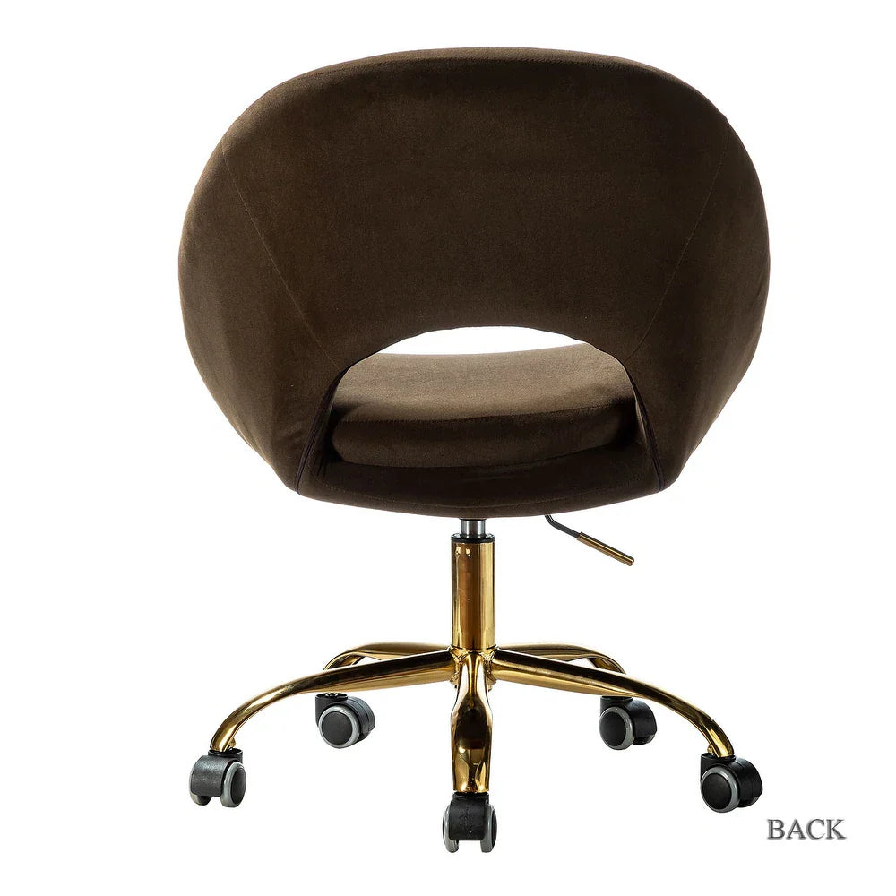 Savas Height Adjustable Swivel Velvet Task Chair with Gold Base