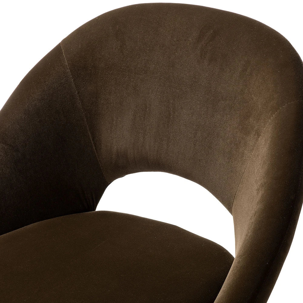 Savas Height Adjustable Swivel Velvet Task Chair with Gold Base