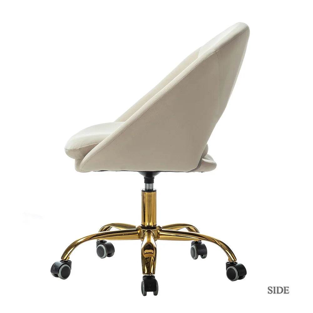Savas Height Adjustable Swivel Velvet Task Chair with Gold Base