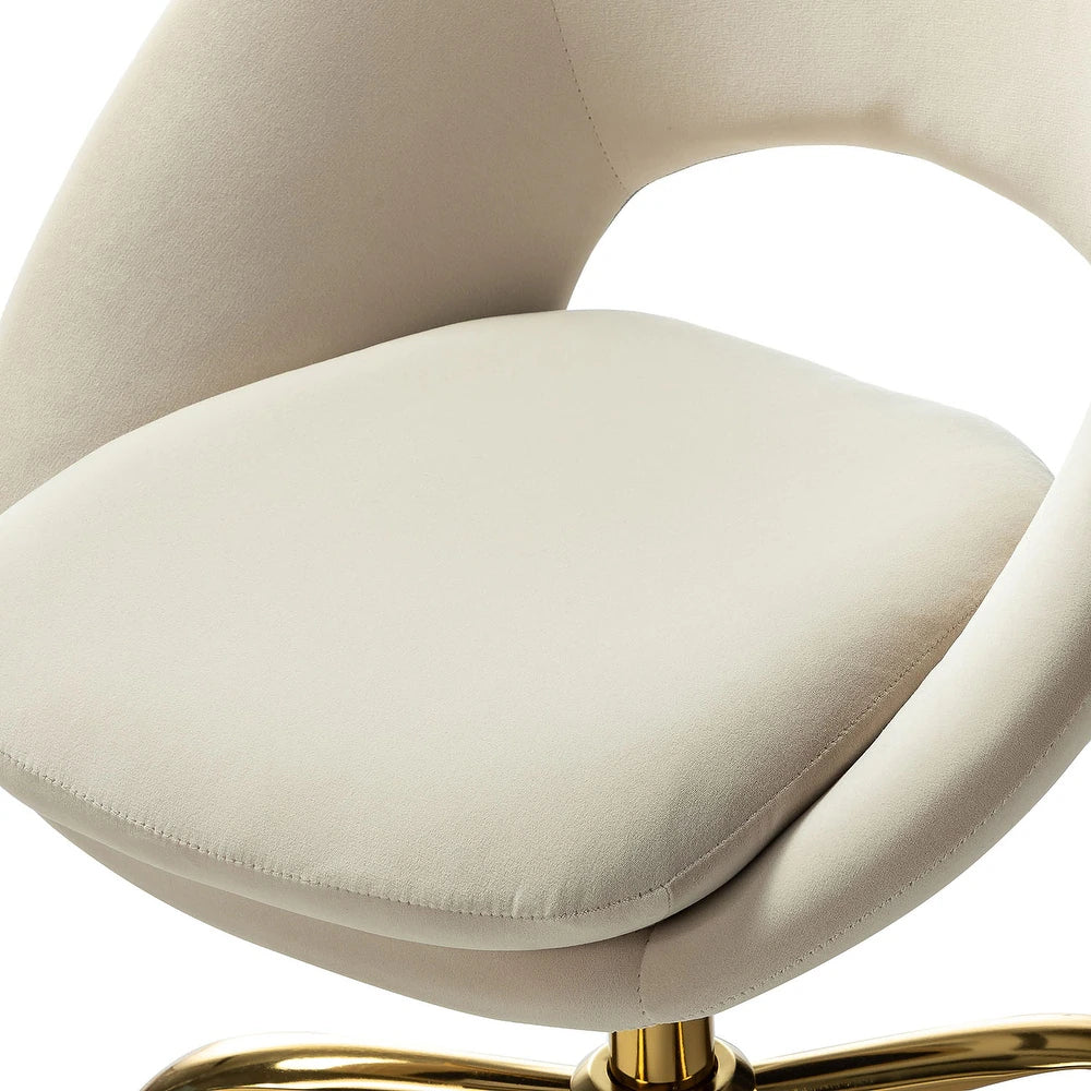 Savas Height Adjustable Swivel Velvet Task Chair with Gold Base