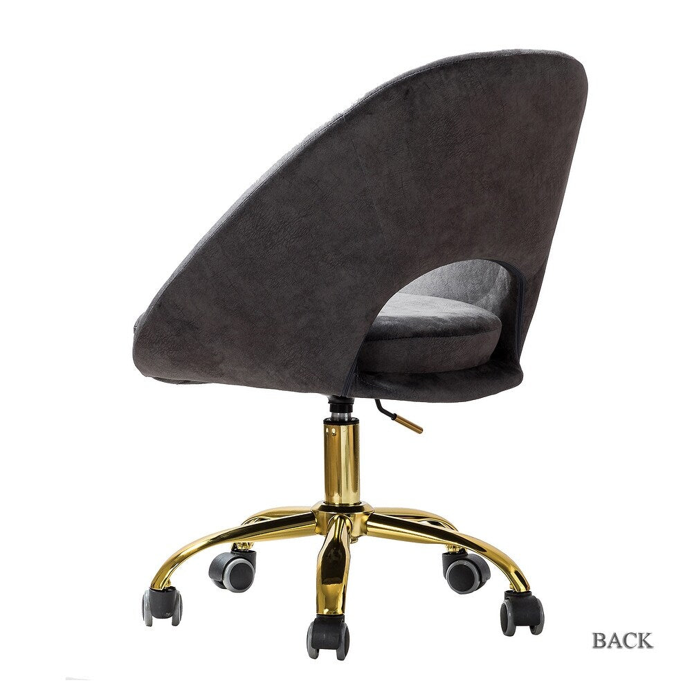 Savas Height Adjustable Swivel Velvet Task Chair with Gold Base