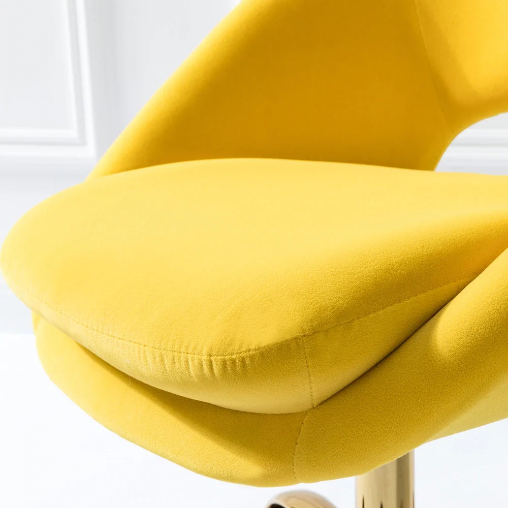 Savas Height Adjustable Swivel Velvet Task Chair with Gold Base