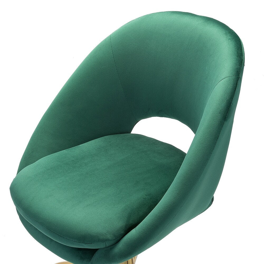 Savas Height Adjustable Swivel Velvet Task Chair with Gold Base