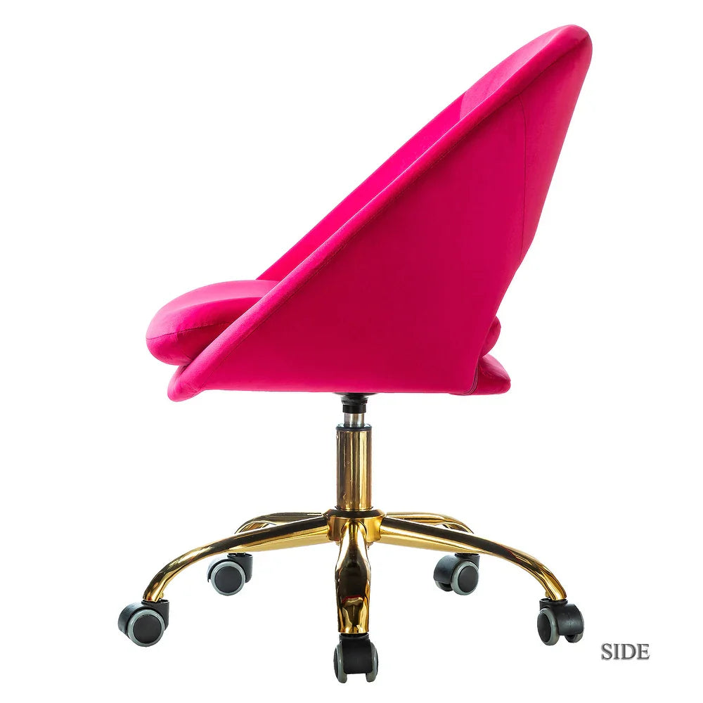 Savas Height Adjustable Swivel Velvet Task Chair with Gold Base