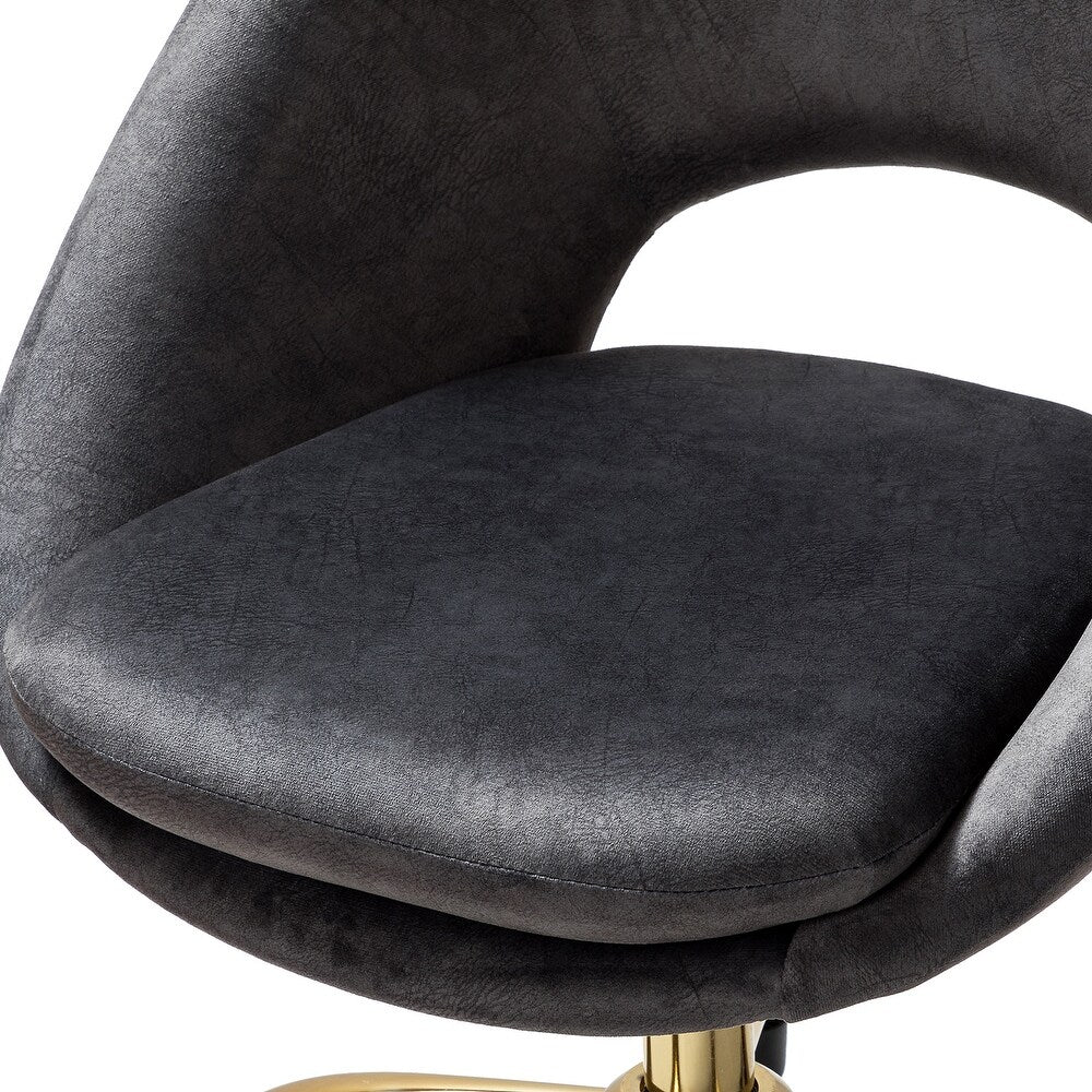 Savas Height Adjustable Swivel Velvet Task Chair with Gold Base