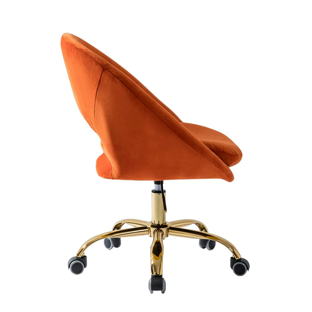 Savas Height Adjustable Swivel Velvet Task Chair with Gold Base
