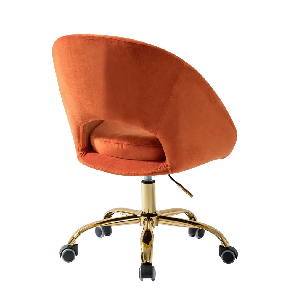 Savas Height Adjustable Swivel Velvet Task Chair with Gold Base