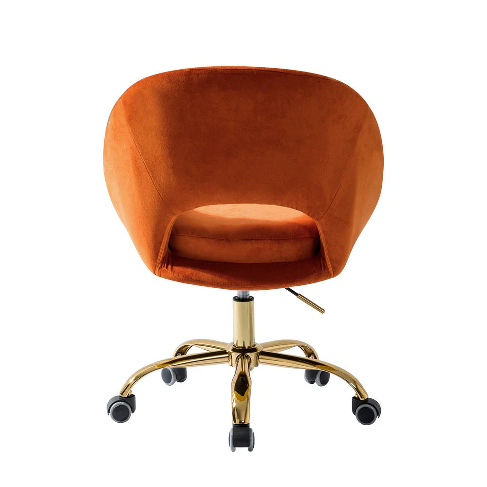 Savas Height Adjustable Swivel Velvet Task Chair with Gold Base