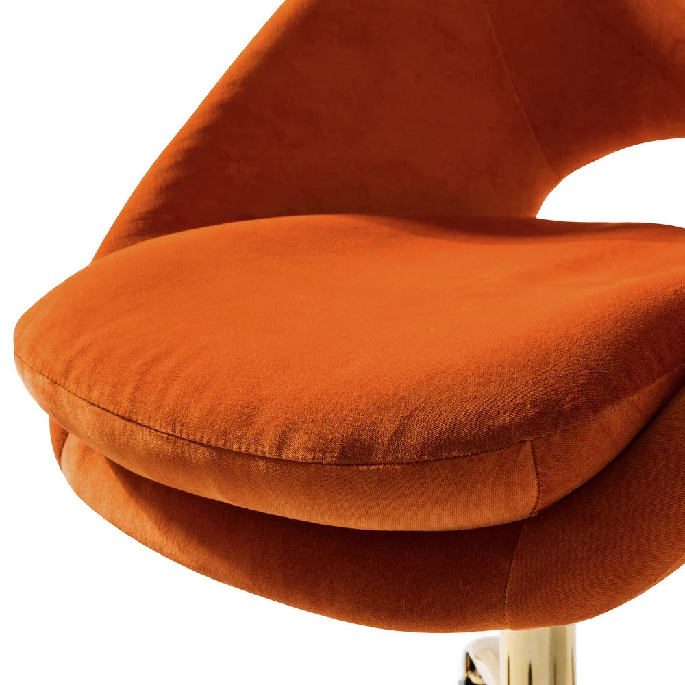 Savas Height Adjustable Swivel Velvet Task Chair with Gold Base