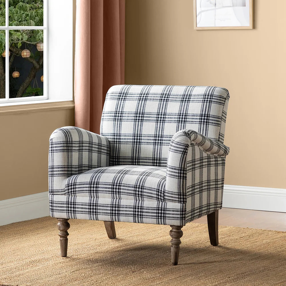 Mandan 29.5" Wide Contemporary Upholstered Amchair with Plaid Pattern