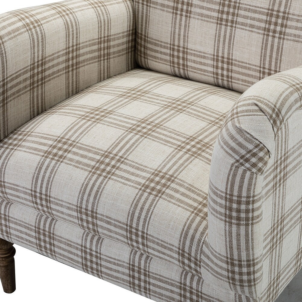 Mandan 29.5" Wide Contemporary Upholstered Amchair with Plaid Pattern