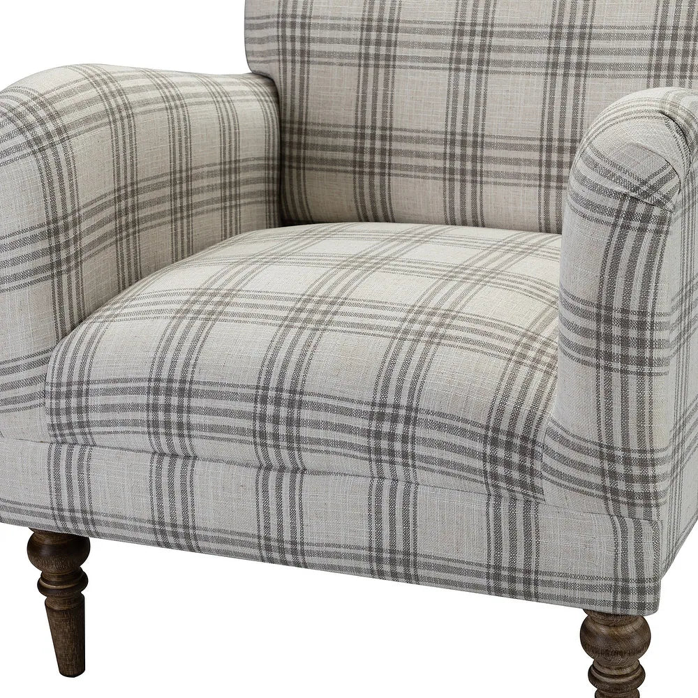 Mandan 29.5" Wide Contemporary Upholstered Amchair with Plaid Pattern