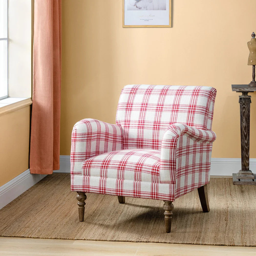 Mandan 29.5" Wide Contemporary Upholstered Amchair with Plaid Pattern