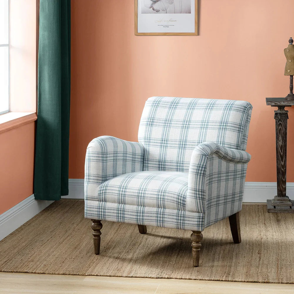 Mandan 29.5" Wide Contemporary Upholstered Amchair with Plaid Pattern