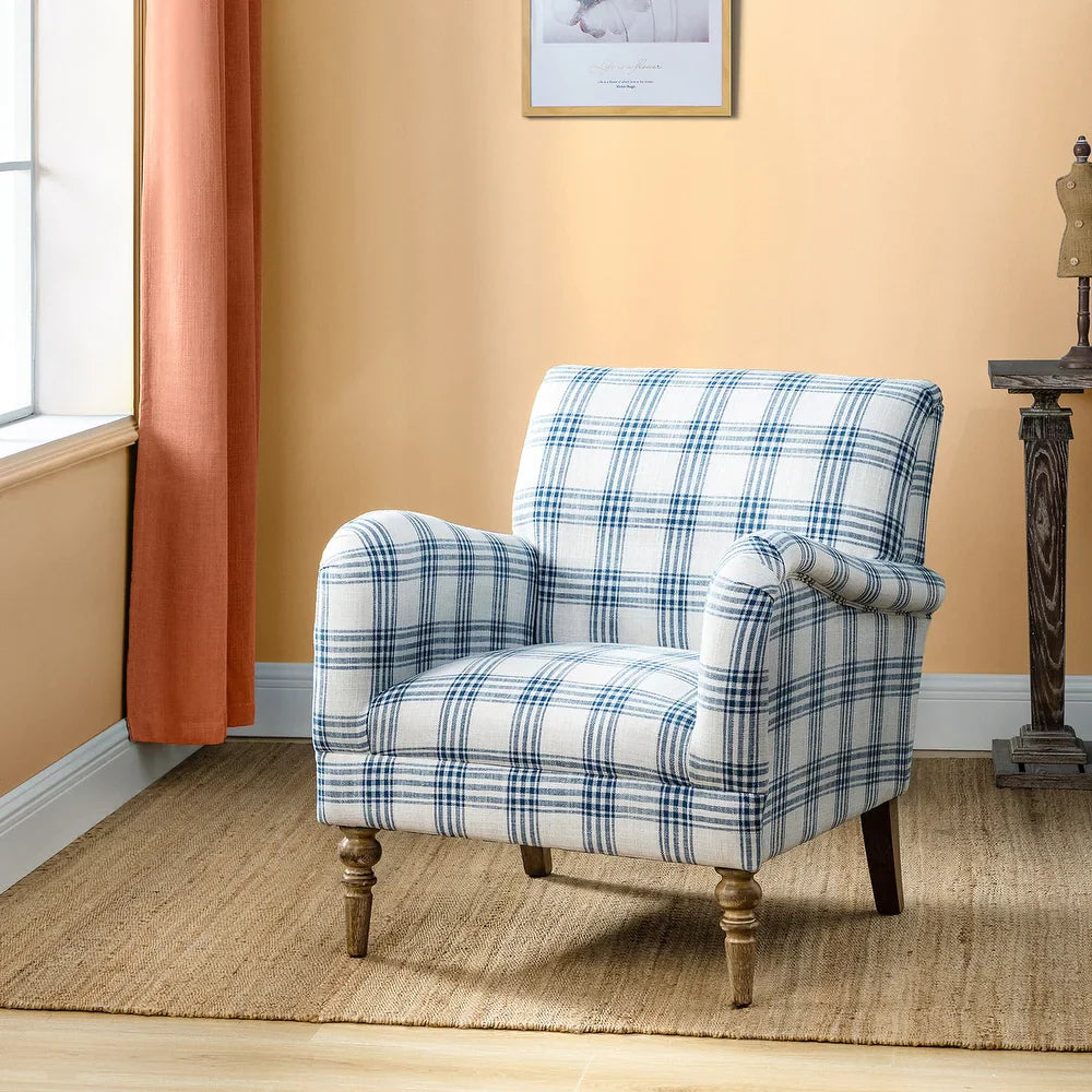 Mandan 29.5" Wide Contemporary Upholstered Amchair with Plaid Pattern