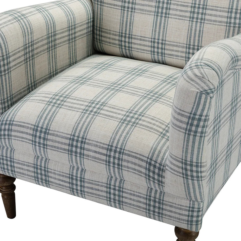 Mandan 29.5" Wide Contemporary Upholstered Amchair with Plaid Pattern