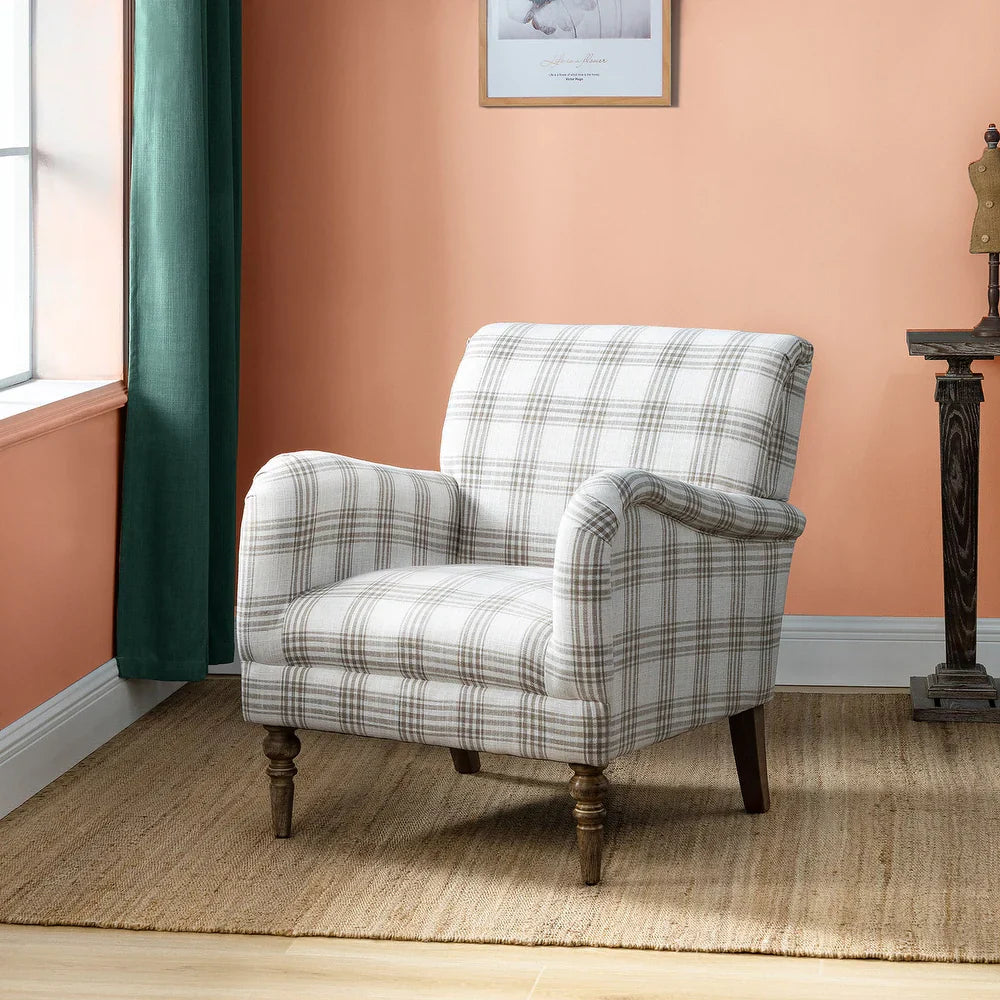 Mandan 29.5" Wide Contemporary Upholstered Amchair with Plaid Pattern