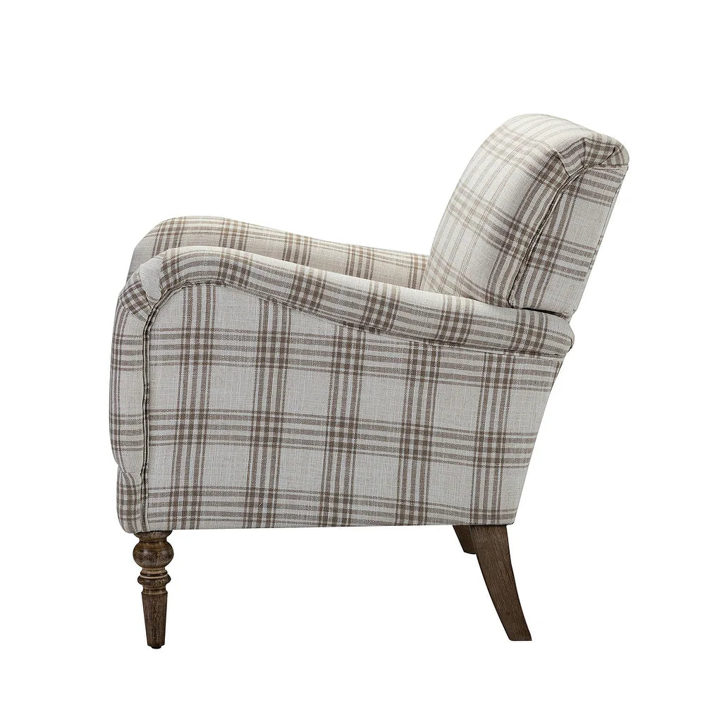 Mandan 29.5" Wide Contemporary Upholstered Amchair with Plaid Pattern