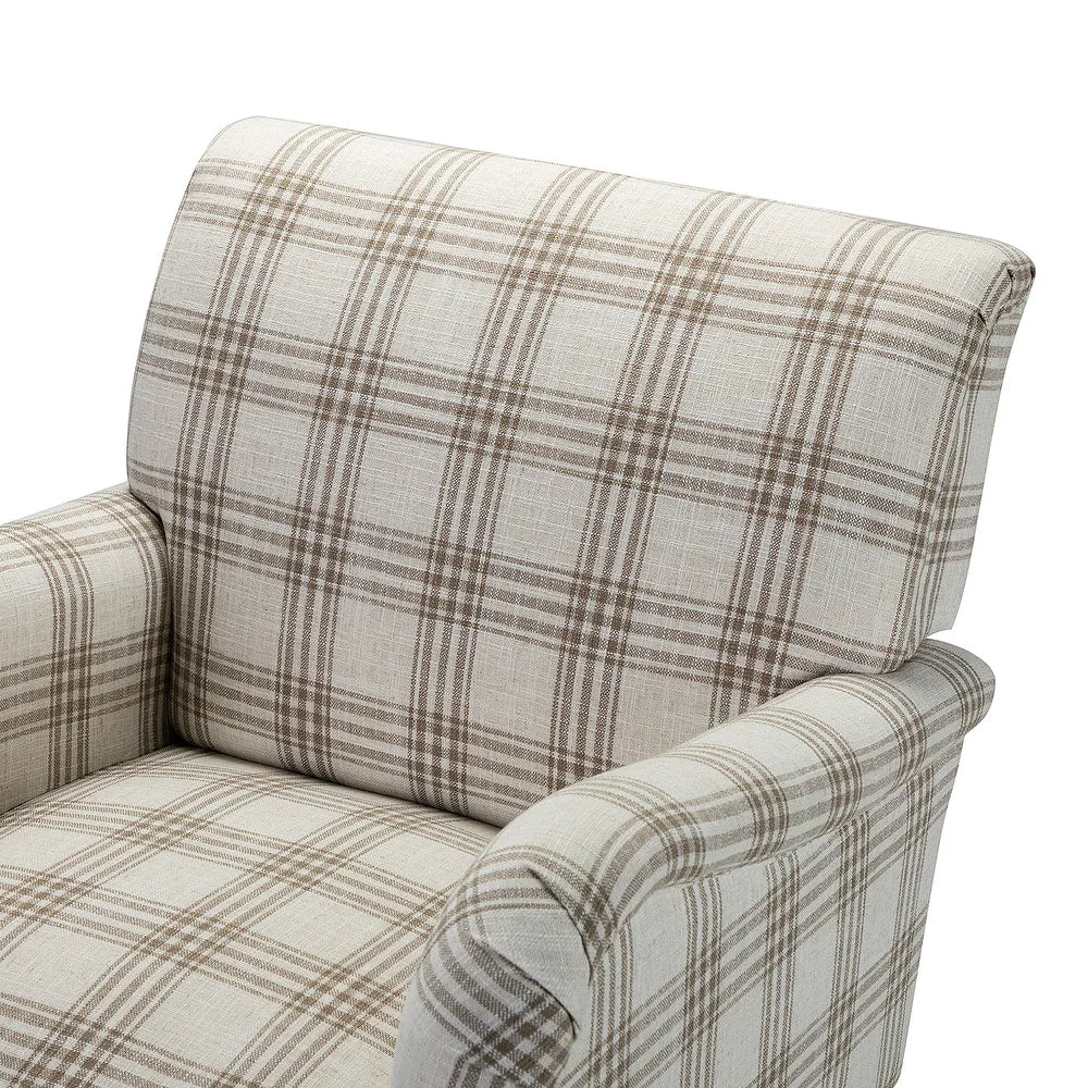 Mandan 29.5" Wide Contemporary Upholstered Amchair with Plaid Pattern