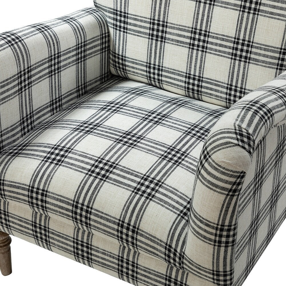 Mandan 29.5" Wide Contemporary Upholstered Amchair with Plaid Pattern