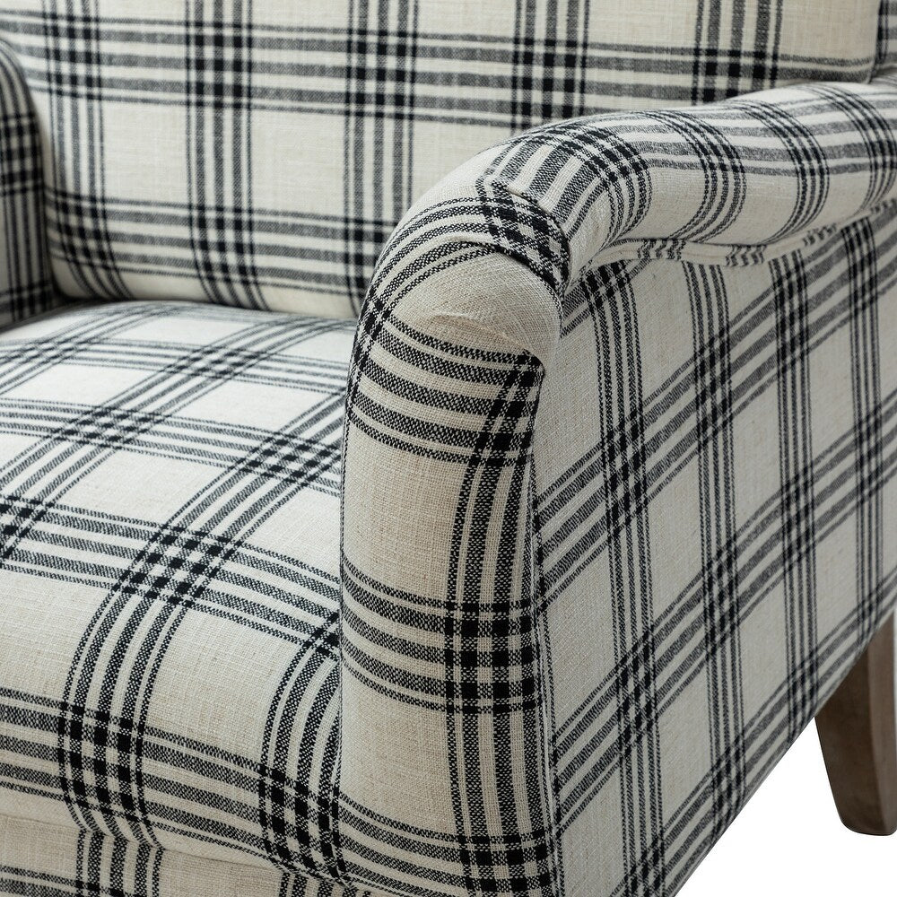 Mandan 29.5" Wide Contemporary Upholstered Amchair with Plaid Pattern