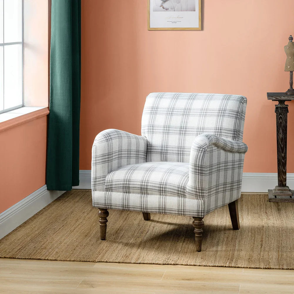 Mandan 29.5" Wide Contemporary Upholstered Amchair with Plaid Pattern