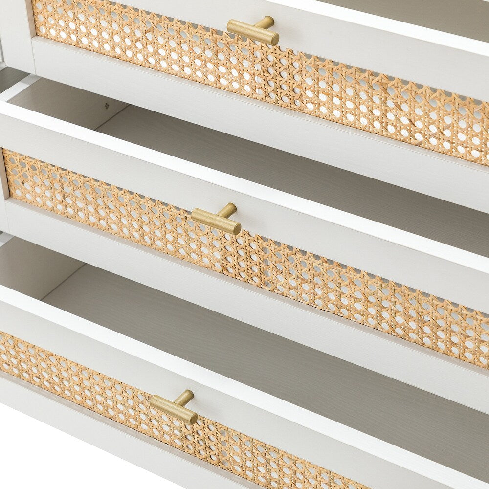 Selamat 6 Drawer 54'' W Multifunctional Wood Double Dresser with Metal Legs